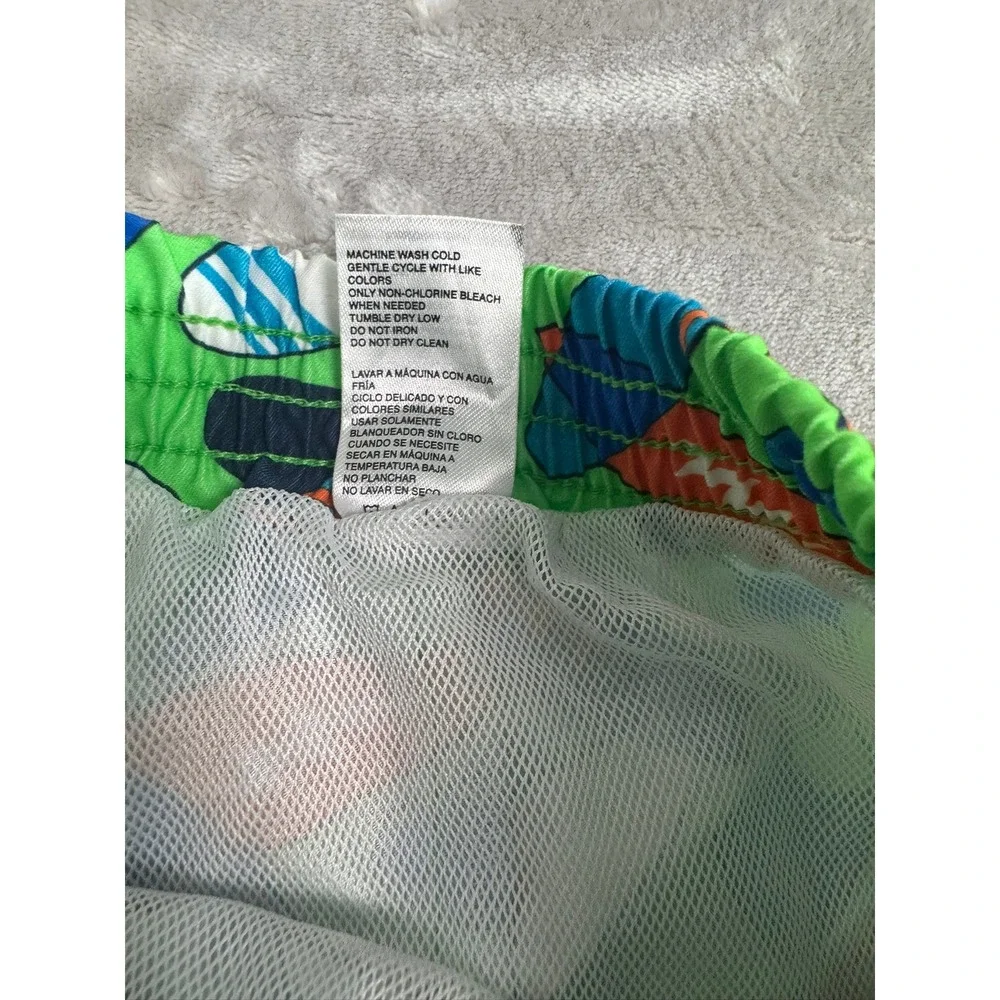 Healthtex‎ Boys 3T Swim Trunks Green Surfboard Print Elastic Waist Drawstring